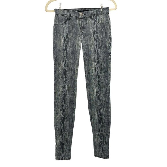 J Brand Super Skinny Woodgrain Pattern Gray Denim Jeans Womens 24 - Picture 1 of 8